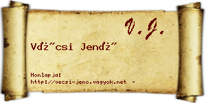Vécsi Jenő névjegykártya